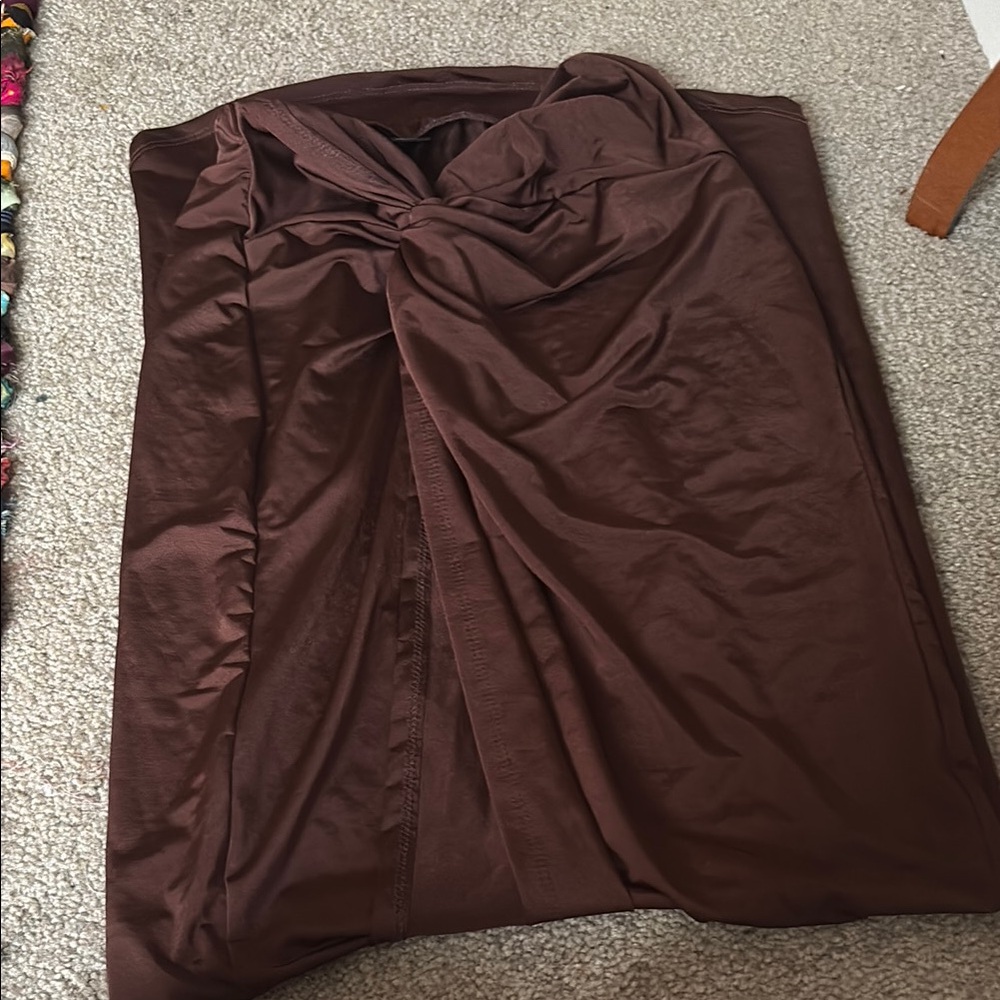 Elegant Brown Wrap Skirt